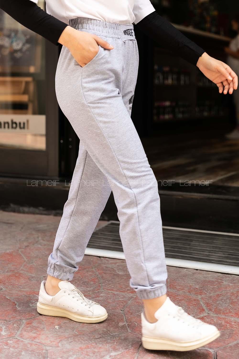 Modalamelif Miami Baskılı Eşofman Altı Gri