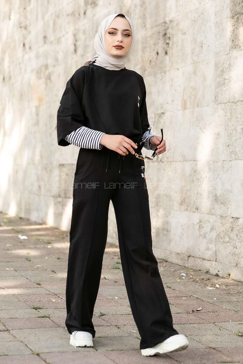 Modalamelif Mıckey Mouse Baskılı  İkili Takım Siyah