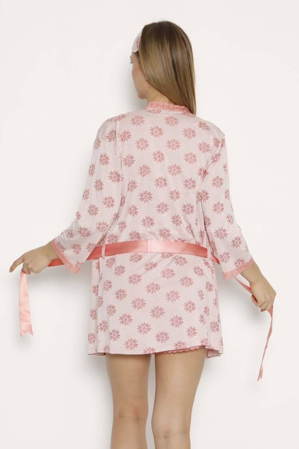 Modalamelif Motif Desenli Şortlu Takım Pudra