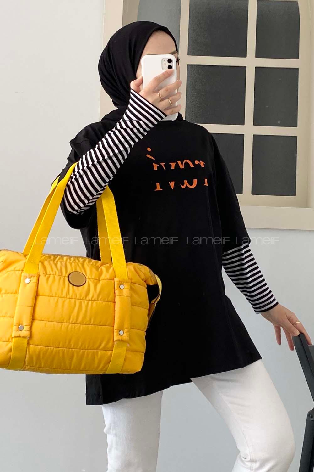 Modalamelif Ravi Baskılı Oversize T-Shirt  Siyah