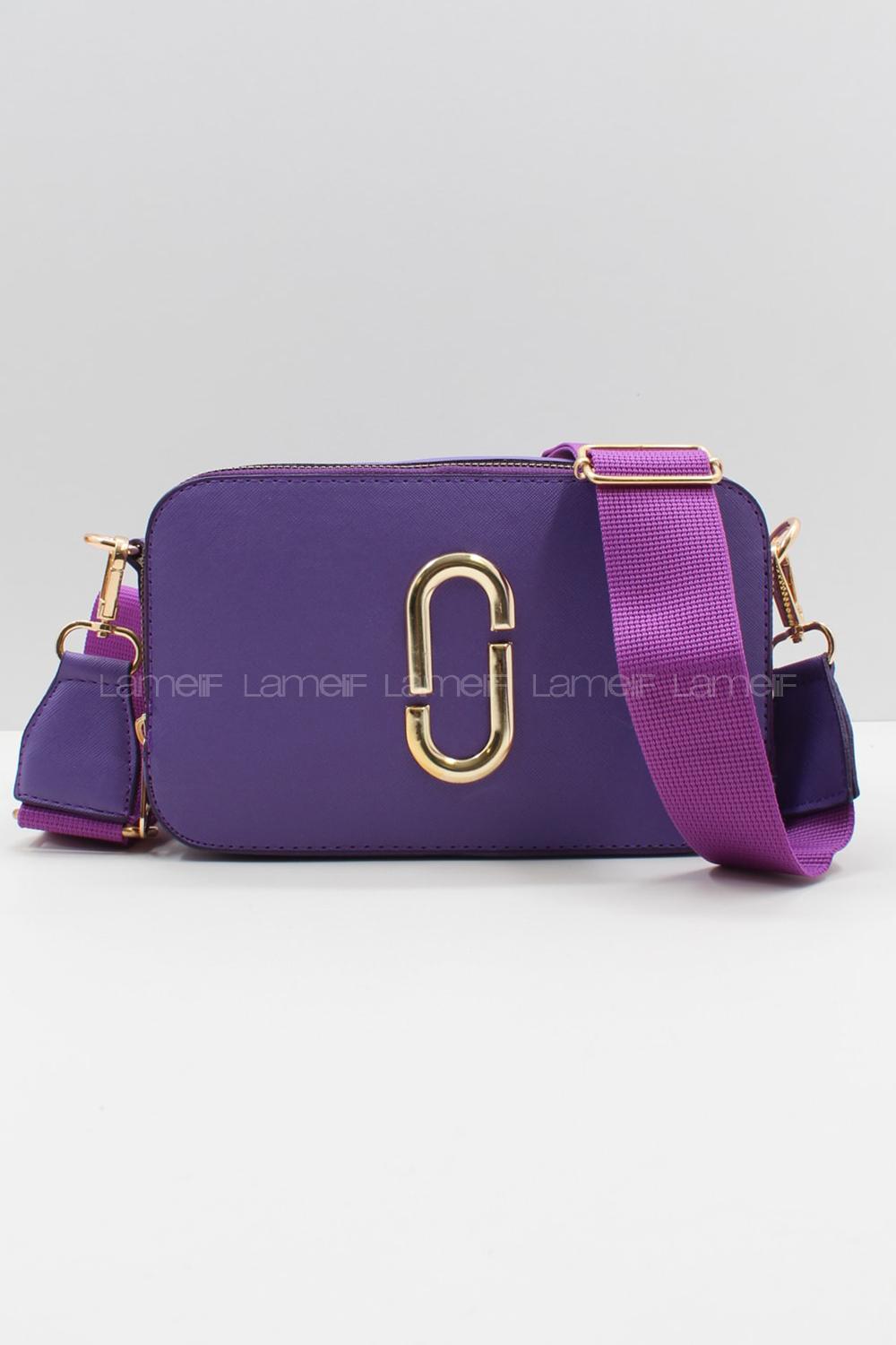 Modalamelif Püskürtme Boyalı Metal Detay Çanta Mor