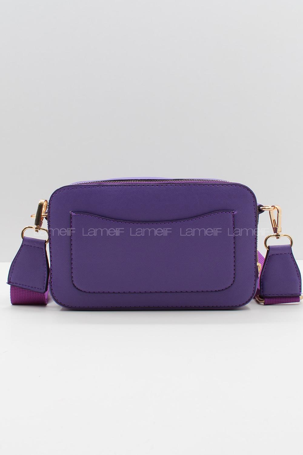 Modalamelif Püskürtme Boyalı Metal Detay Çanta Mor