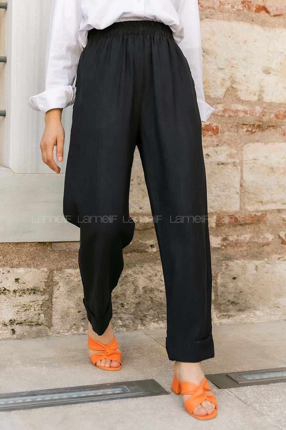 Modalamelif Beli Lastikli Duble Paça Pantolon Lacivert