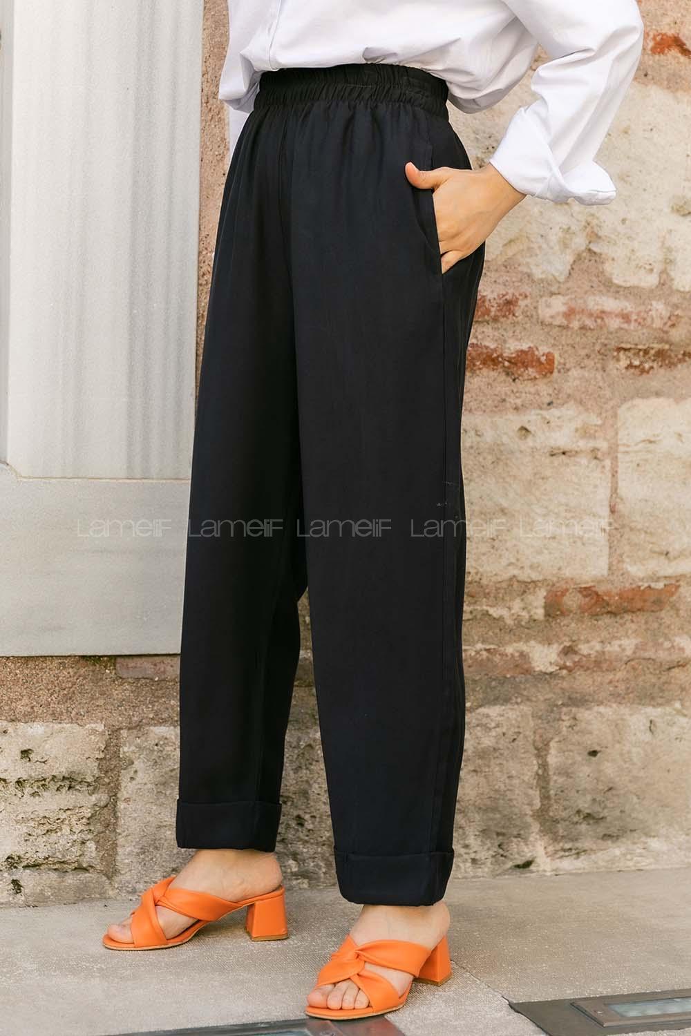 Modalamelif Beli Lastikli Duble Paça Pantolon Lacivert