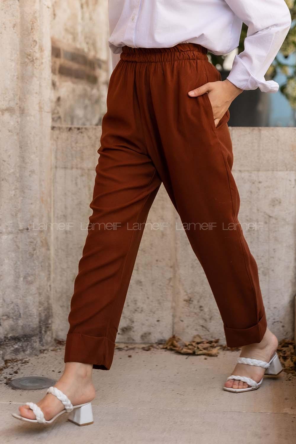 Modalamelif Beli Lastikli Duble Paça Pantolon Taba