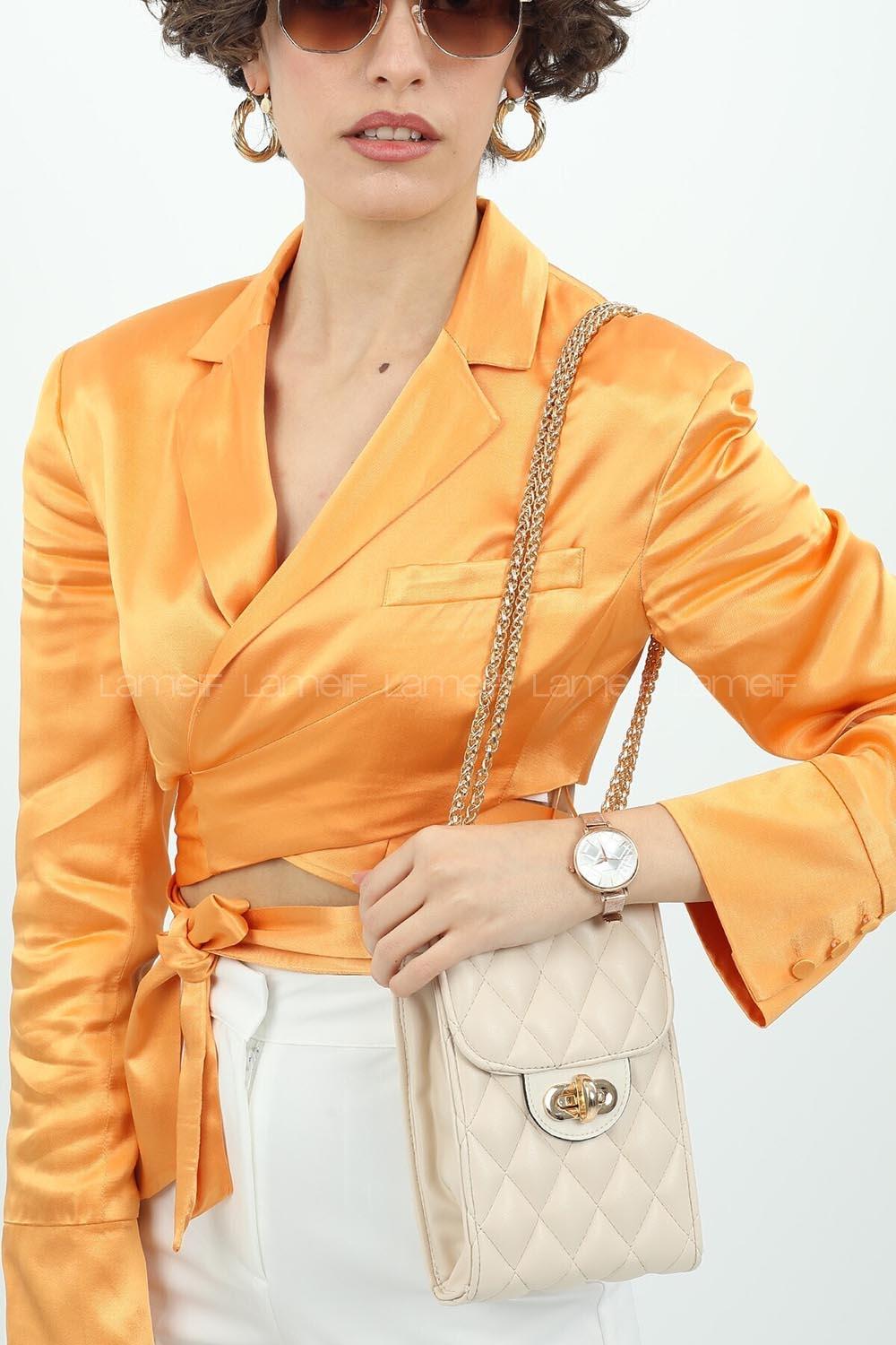 Modalamelif Messenger Model Kapitone Baskı Çanta Krem