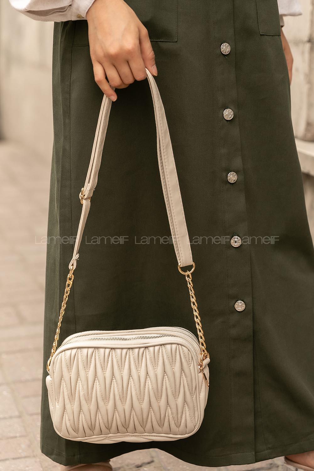 Cream Buckle Skin Hand Bag Bag