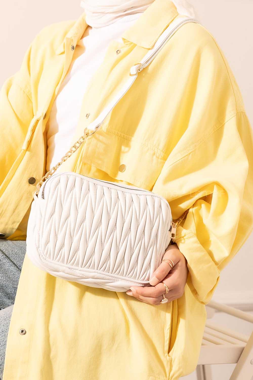 White Buckle Skin Hand Bag Bag