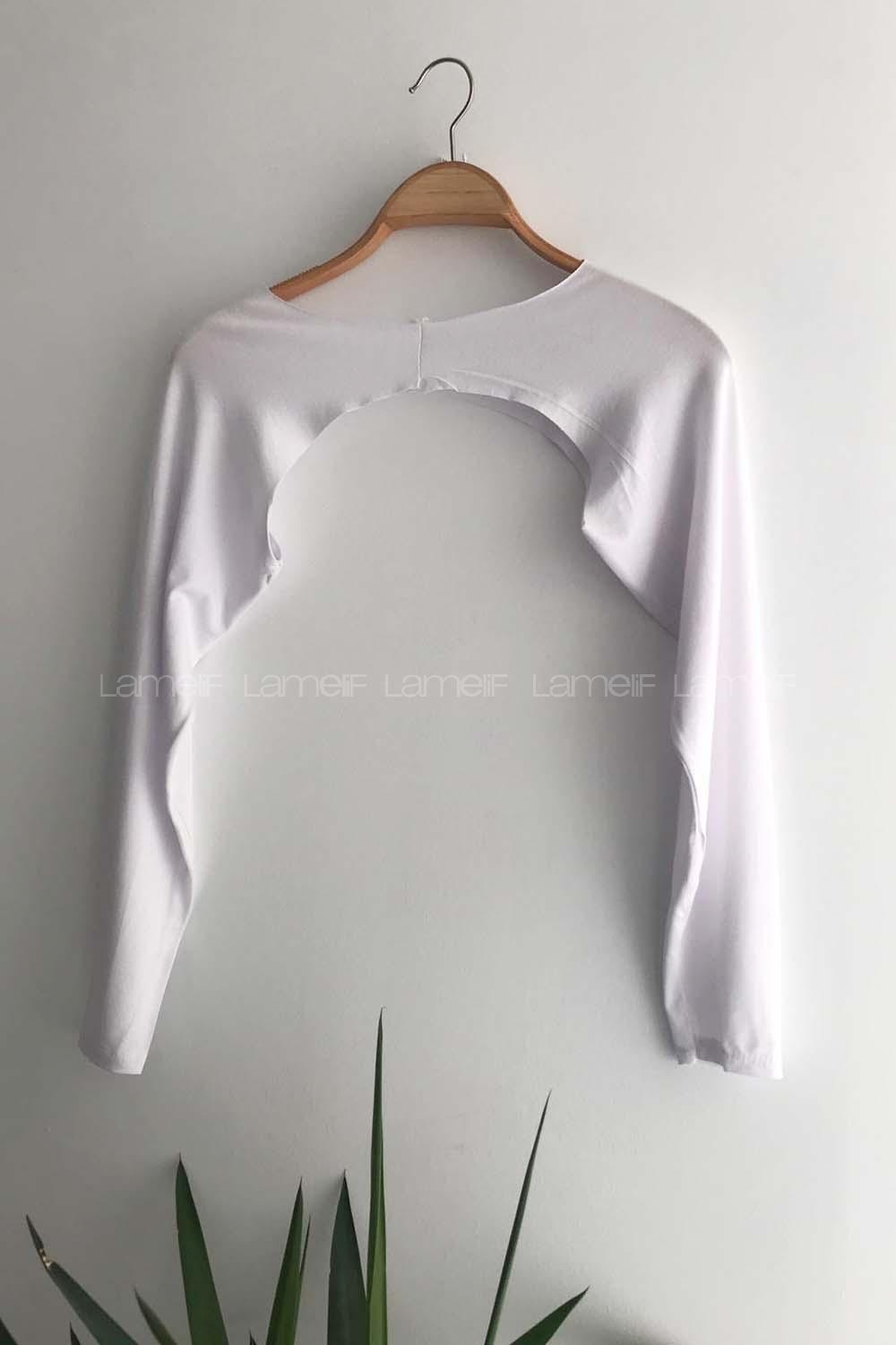 Lamelif Düz Renk Uzun Kol İçlik Beyaz