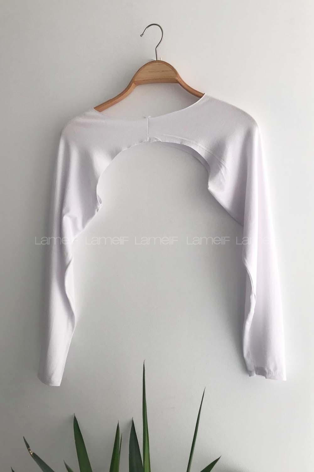 Lamelif Düz Renk Uzun Kol İçlik Beyaz