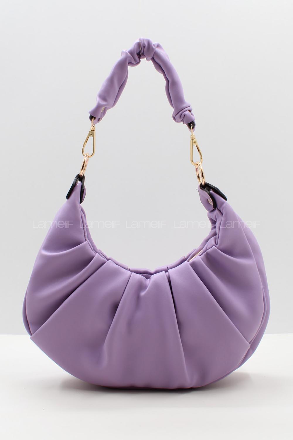 Modalamelif Kadın  Pİleli Der Kulplu El Omuz Bottega Lila