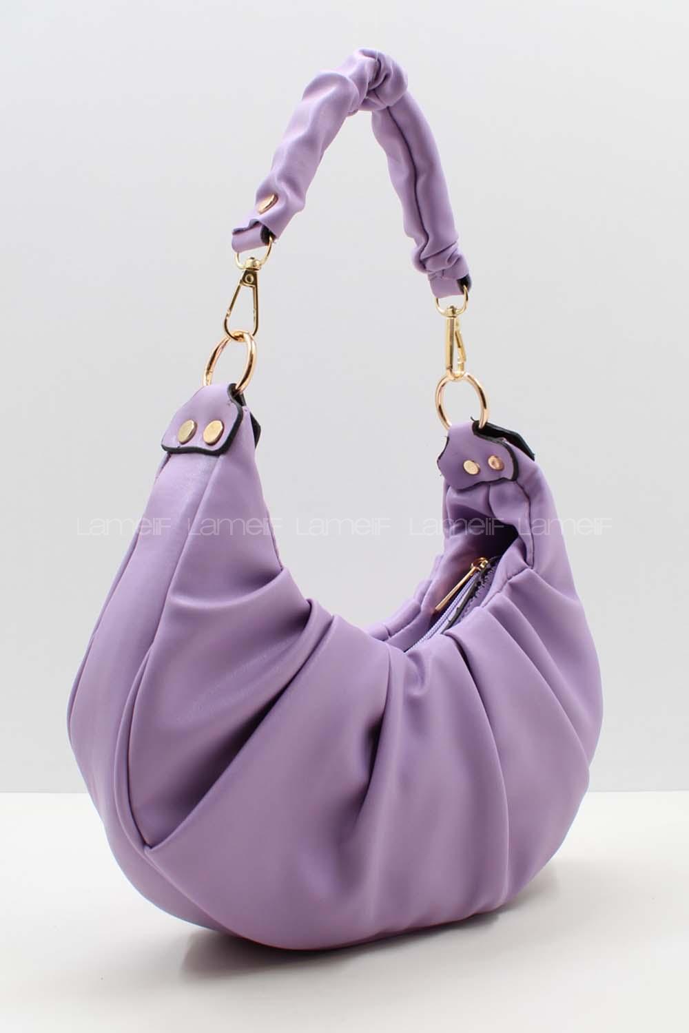 Modalamelif Kadın  Pİleli Der Kulplu El Omuz Bottega Lila