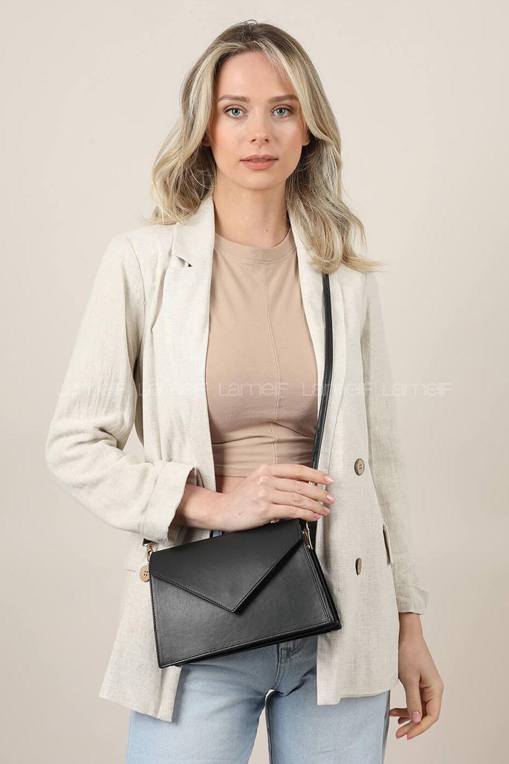 Modalamelif Zarf Model Kutu Omuz Çantası Siyah