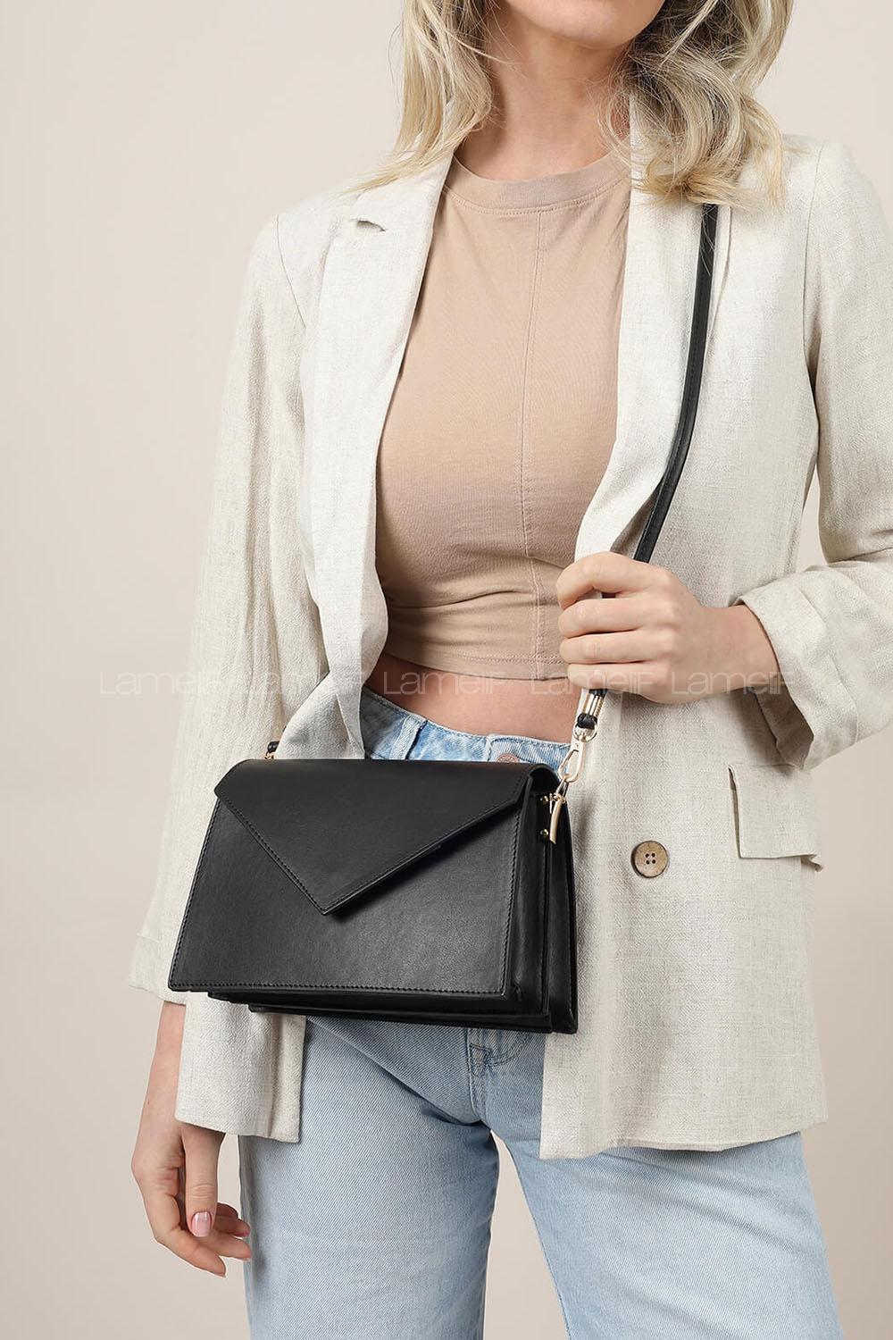 Modalamelif Zarf Model Kutu Omuz Çantası Siyah