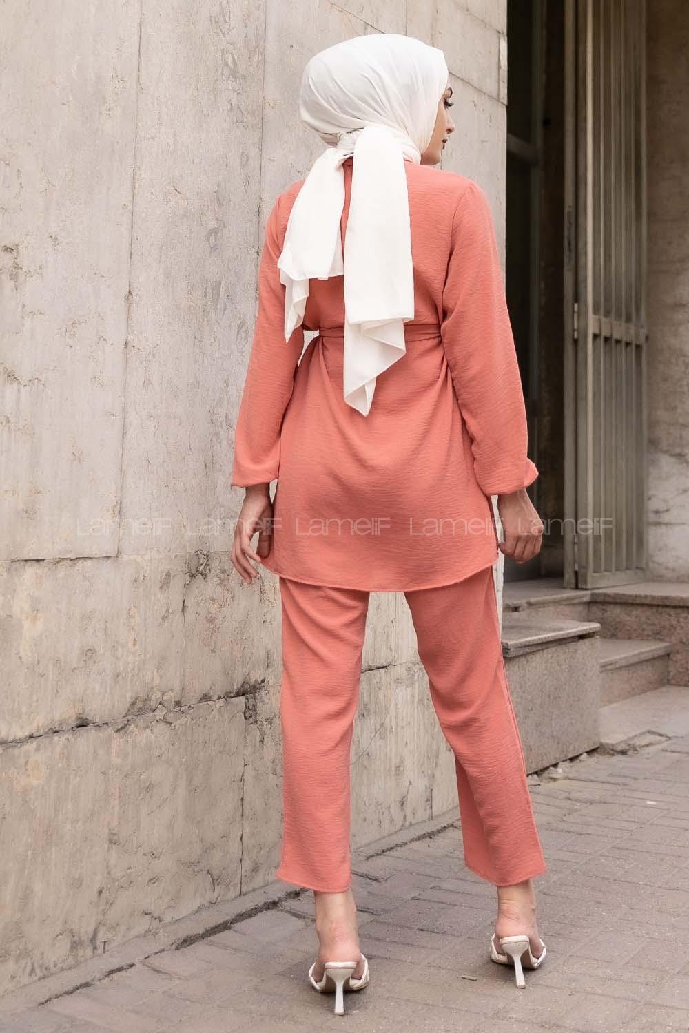 Modalamelif  Önü Fırfırlı İkili Takım Gül Kurusu