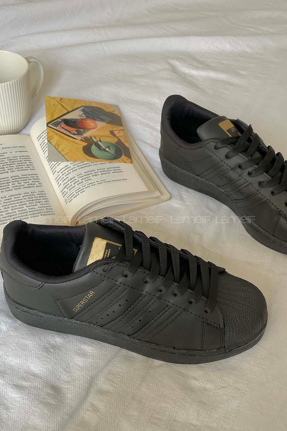 Modalamelif  Şerit Model Yüksek Taban Spor Ayakkabı Siyah