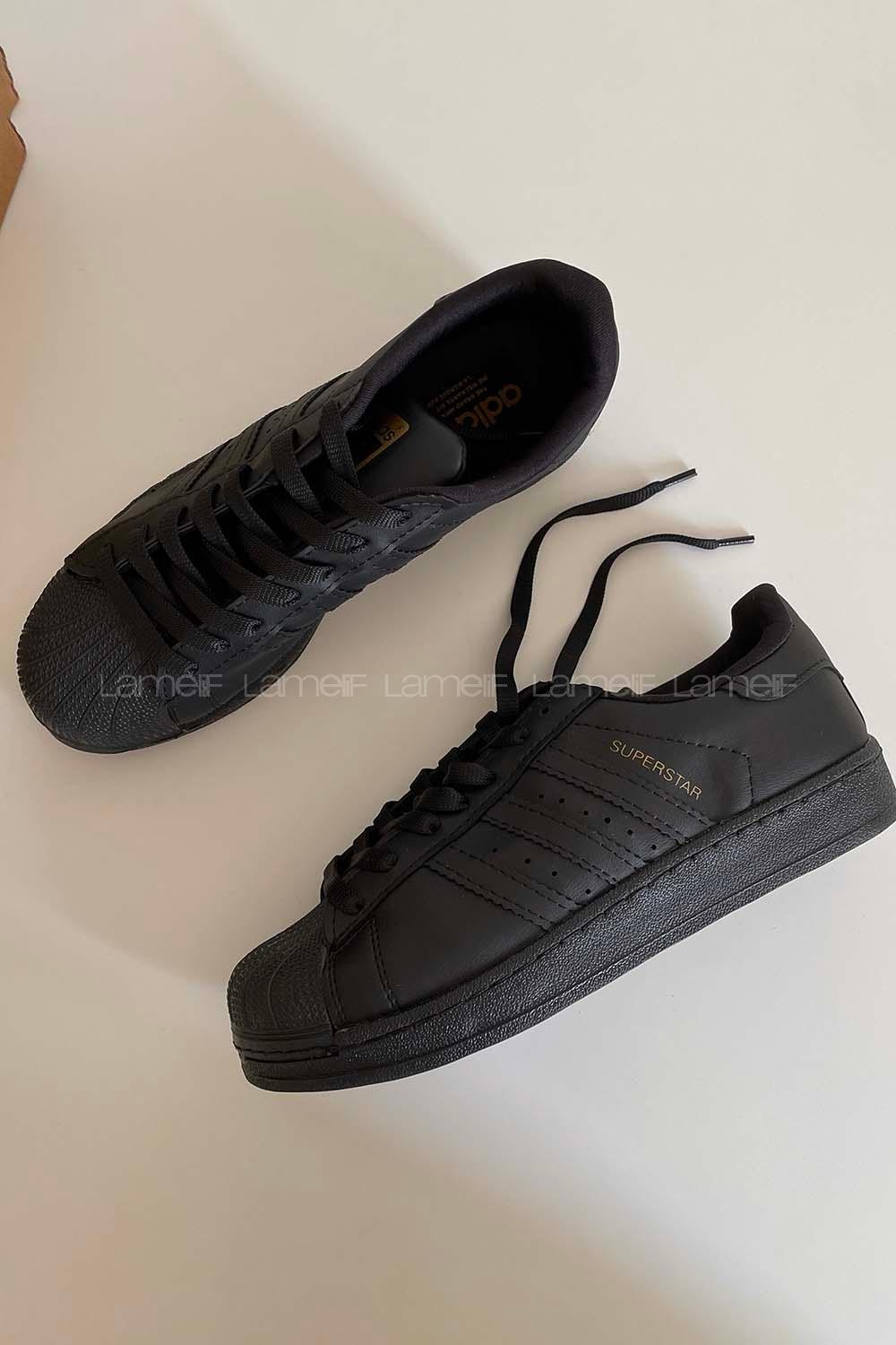 Modalamelif  Şerit Model Yüksek Taban Spor Ayakkabı Siyah