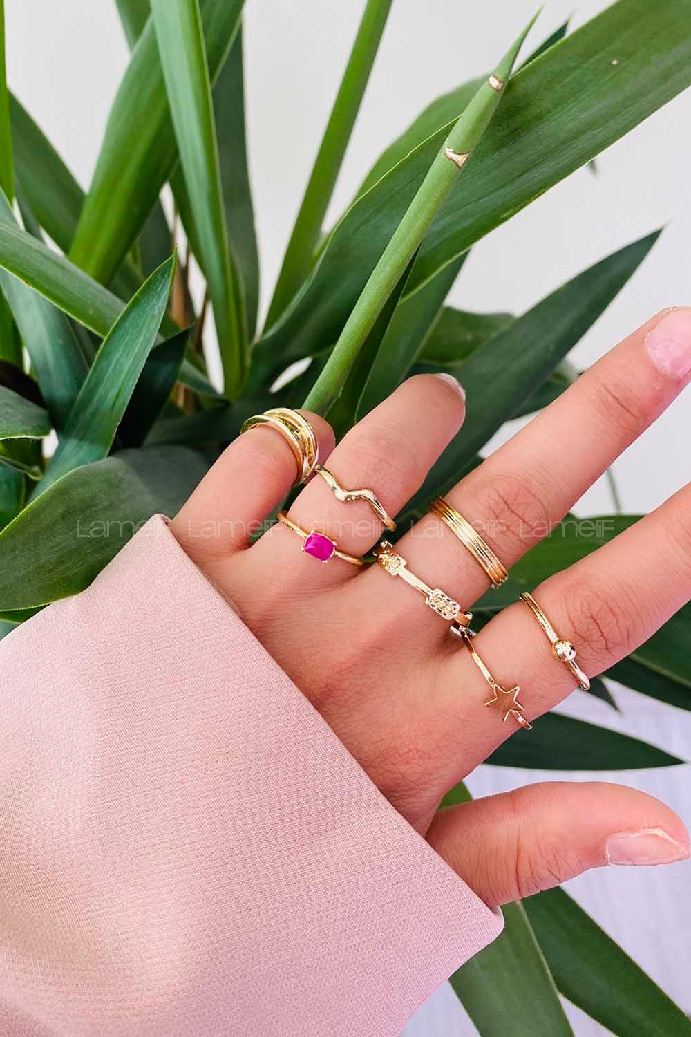 Modalamelif Assy Gold 7li Eklem Yüzük