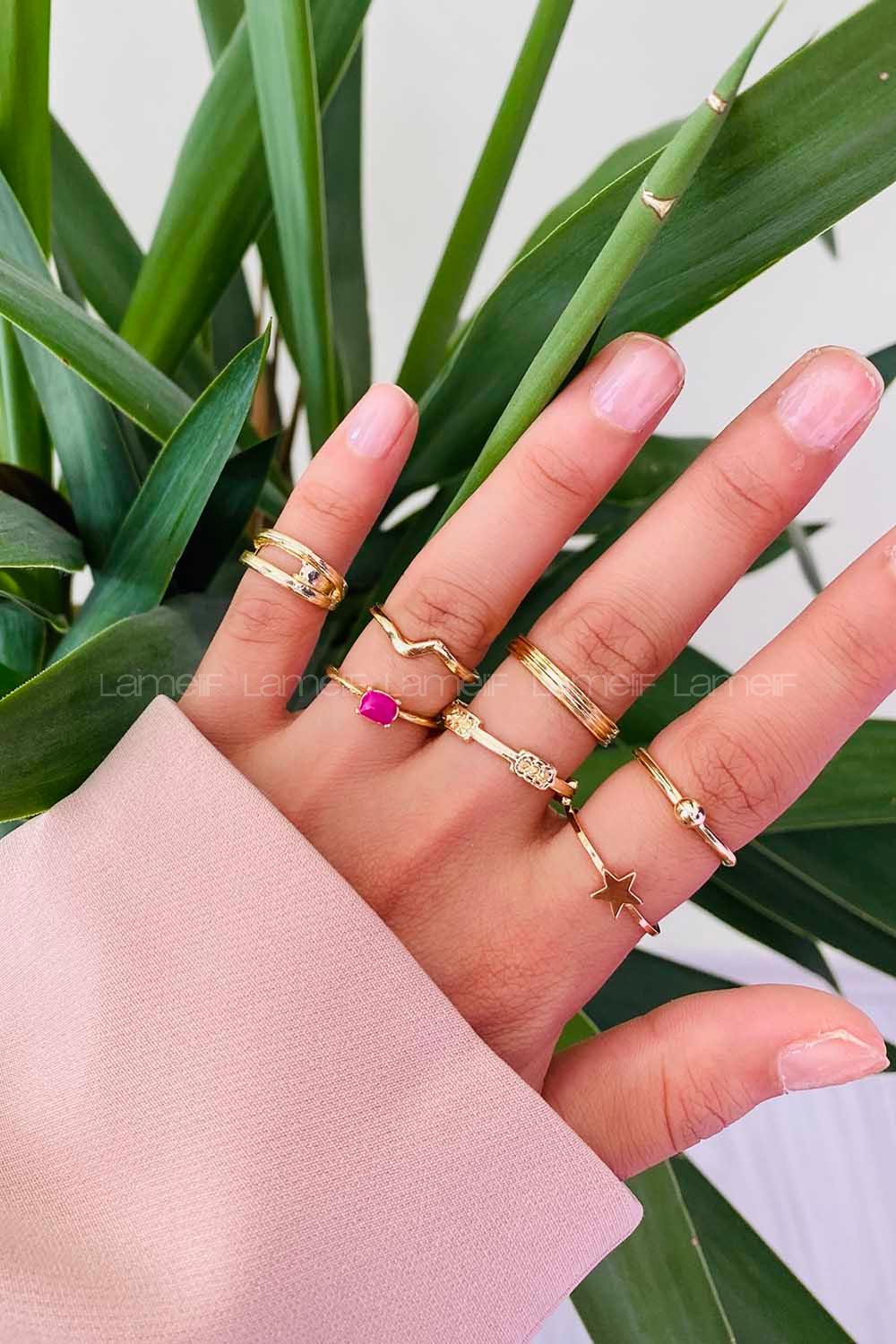 Modalamelif Assy Gold 7li Eklem Yüzük