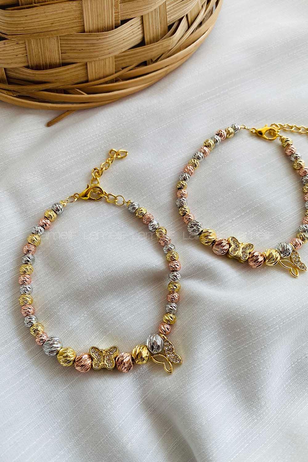 Modalamelif Dorika Boncuk Gold Kelebek Bileklik