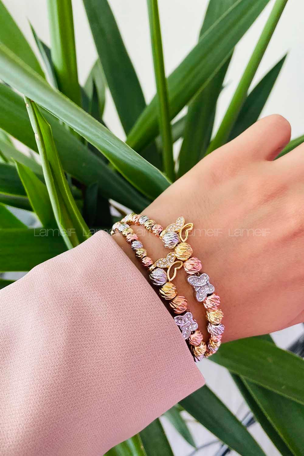 Modalamelif Dorika Boncuk Gümüş Kelebek Bileklik