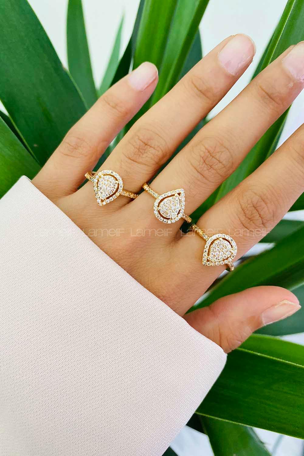 Modalamelif Gold Damla Baget Yüzük