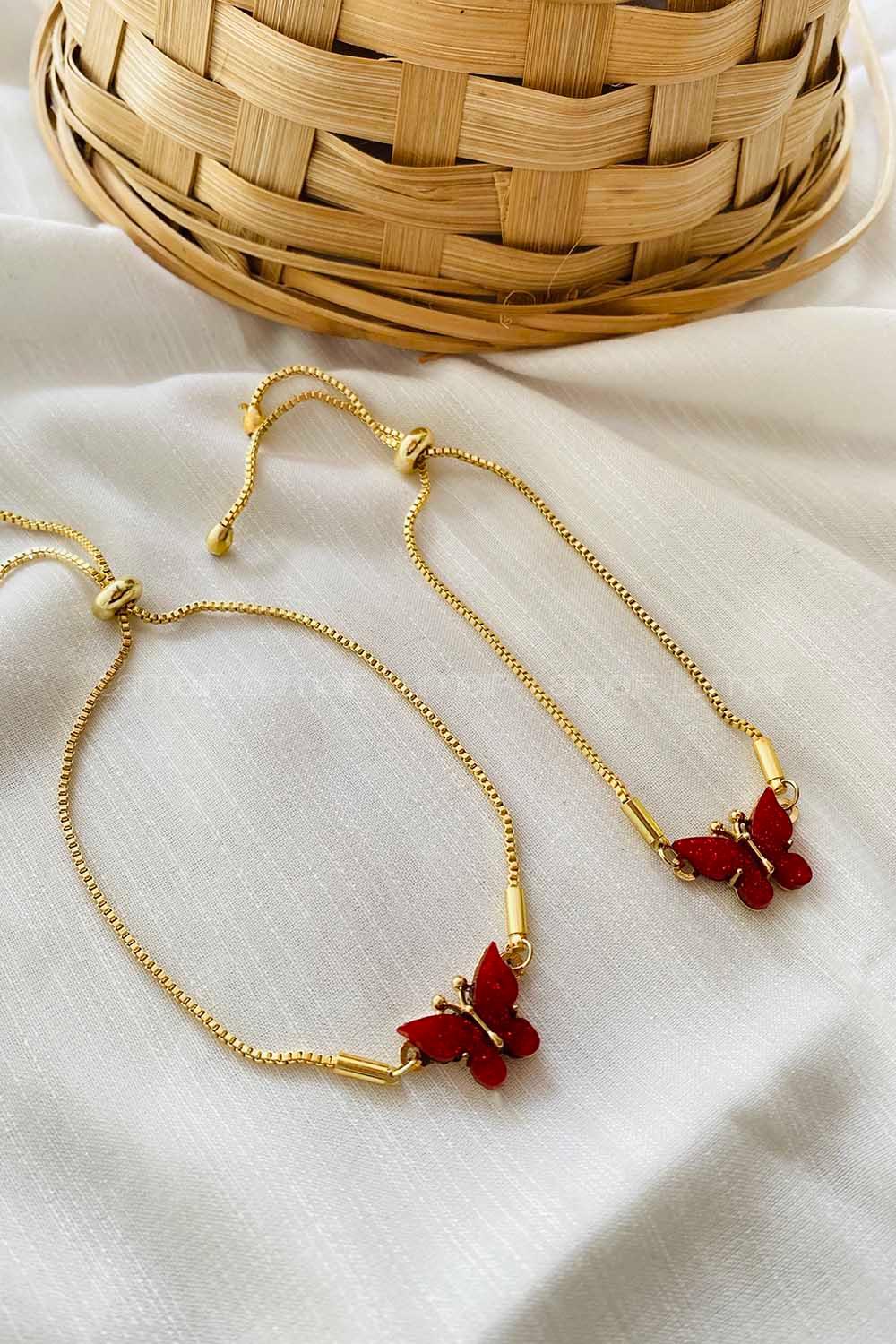 Modalamelif Kırmızı Kelebek Bileklik