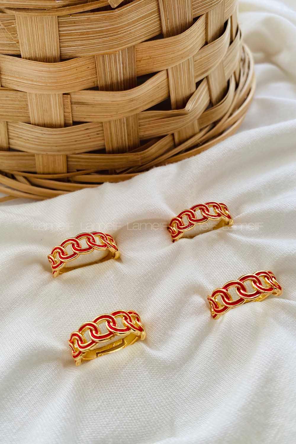 Modalamelif Kırmızı Mineli Burgu Yüzük