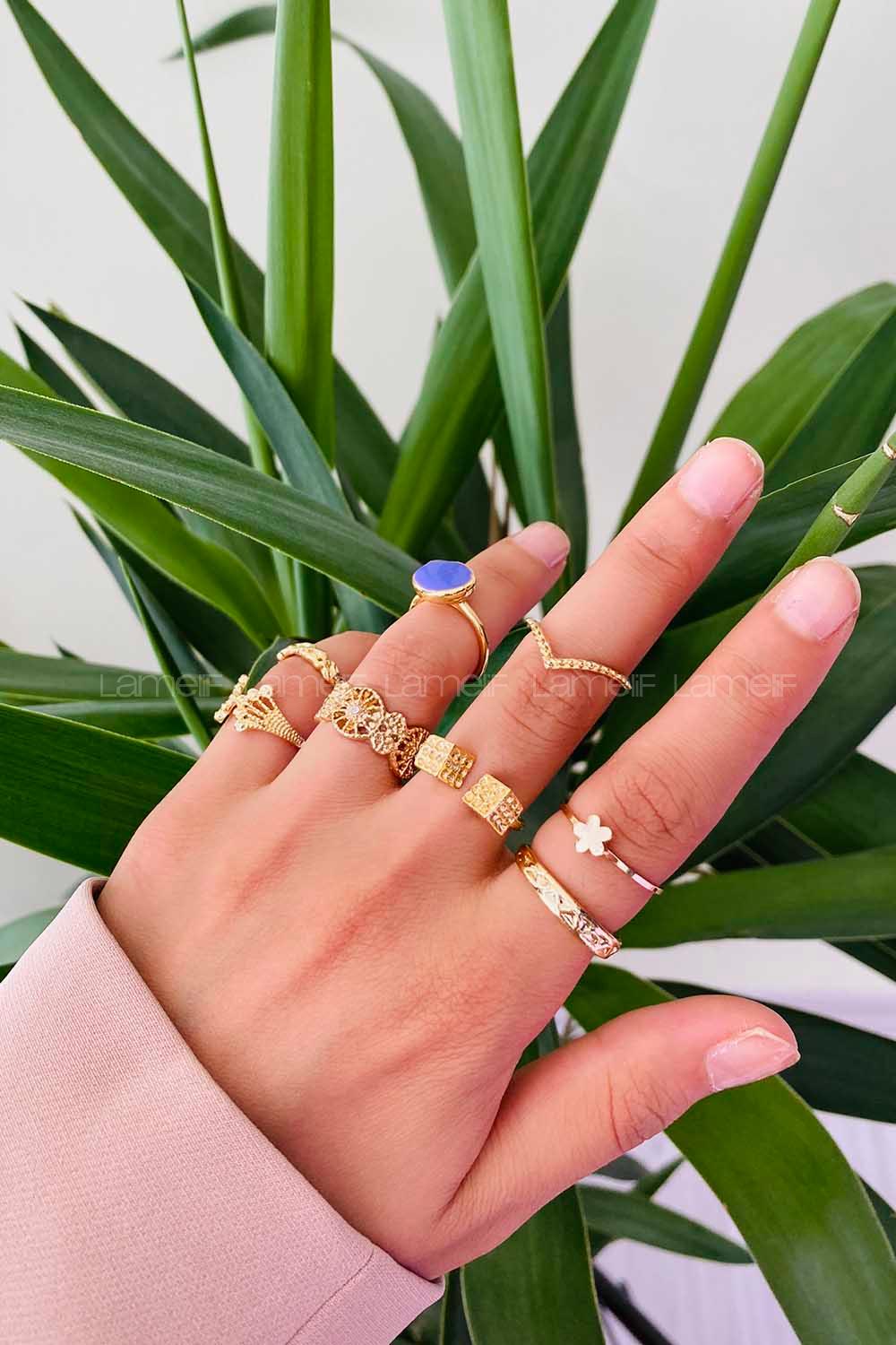 Modalamelif Gold 8li Eklem Yüzük