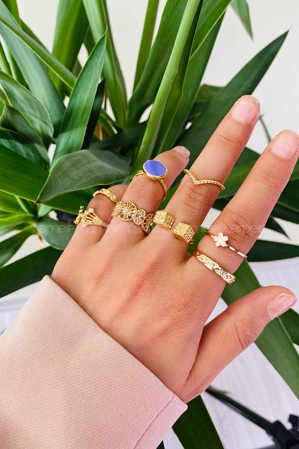 Modalamelif Gold 8li Eklem Yüzük