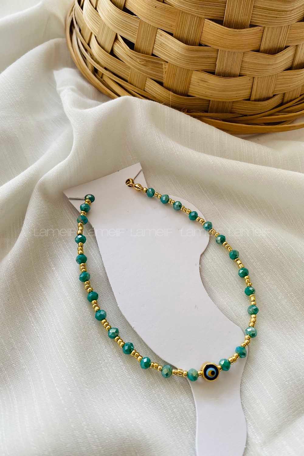 Modalamelif Su Yeşil Boncuk Halhal