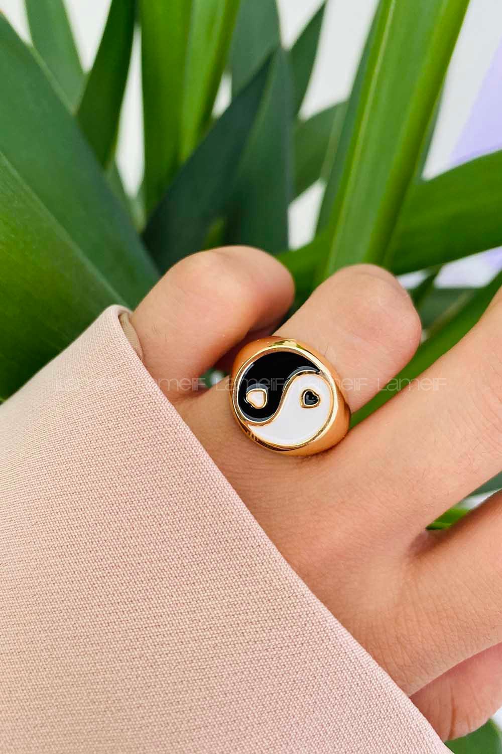 Modalamelif Yin Yang Siyah Yüzük