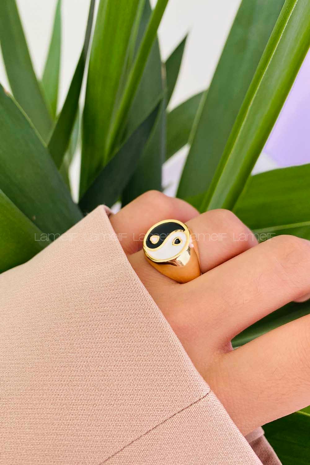 Modalamelif Yin Yang Siyah Yüzük