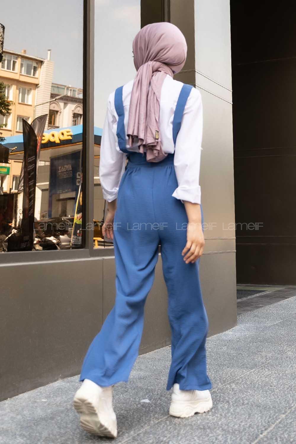 Modalamelif My Favorite Baskılı Askılı Ayrobin Slopet Tulum İndigo