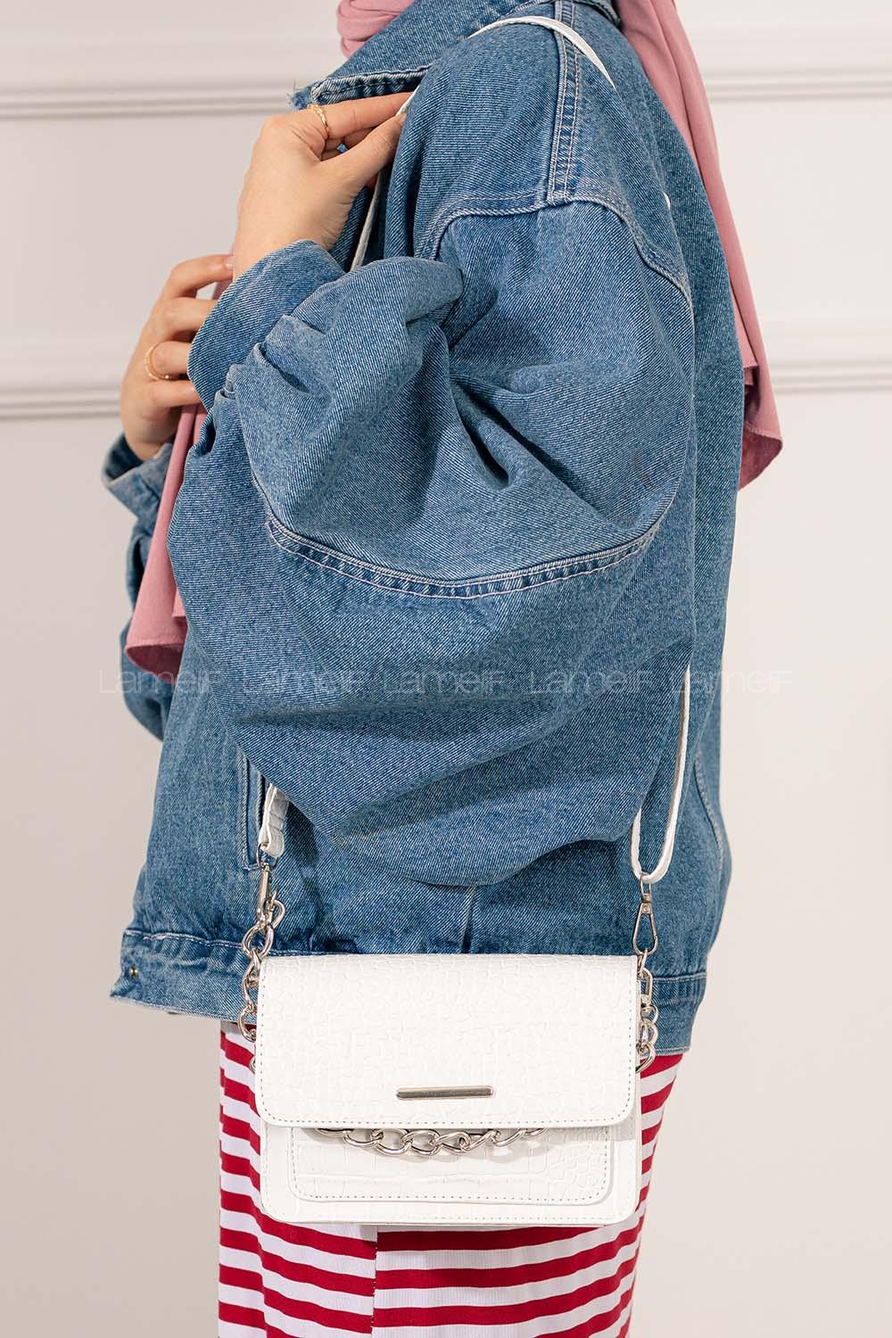 Lamelif Orse Model Aksesuarlı Çanta Beyaz