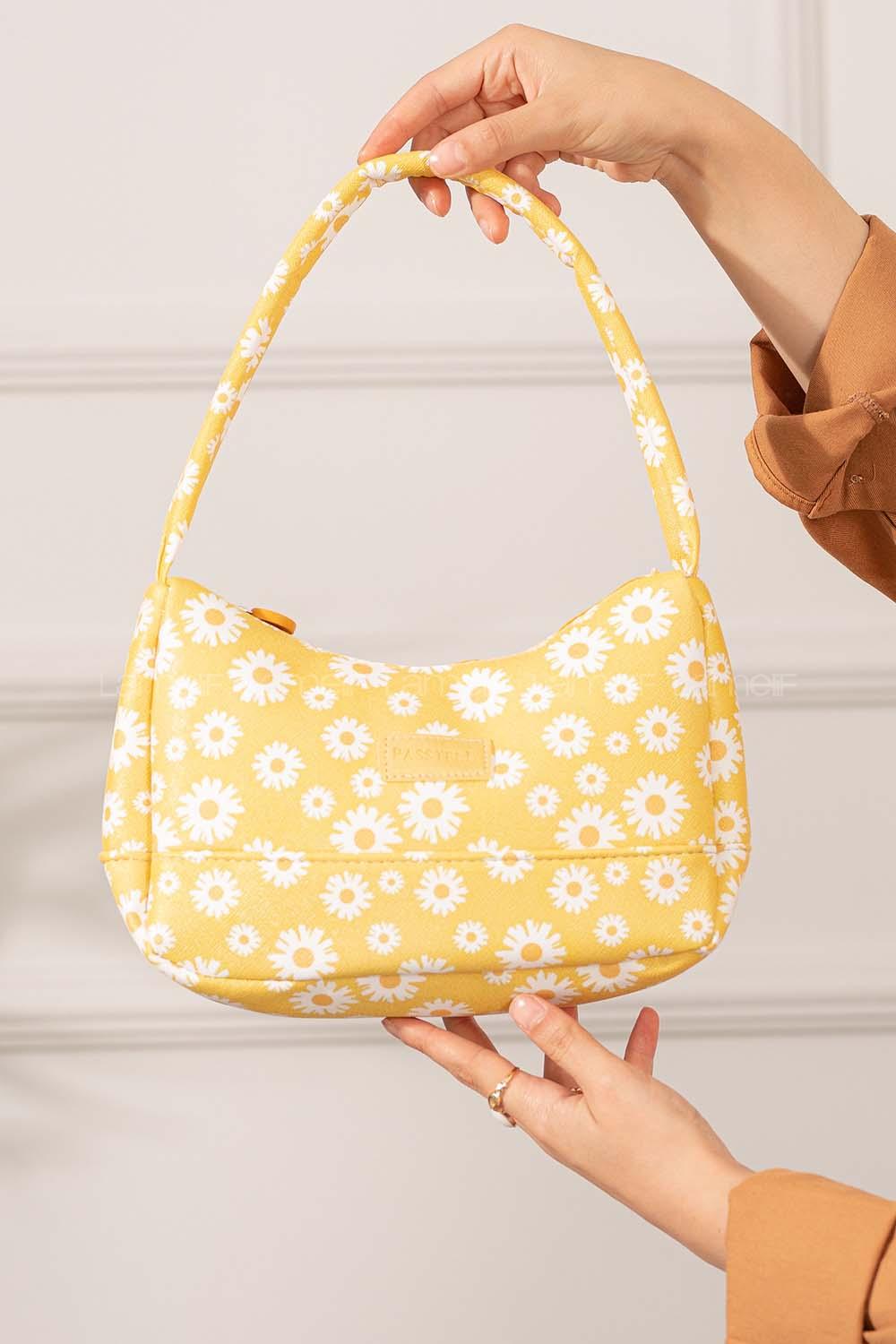 Modalamelif Tek Gözlü Papatya Baget Çanta Hardal Sarısı