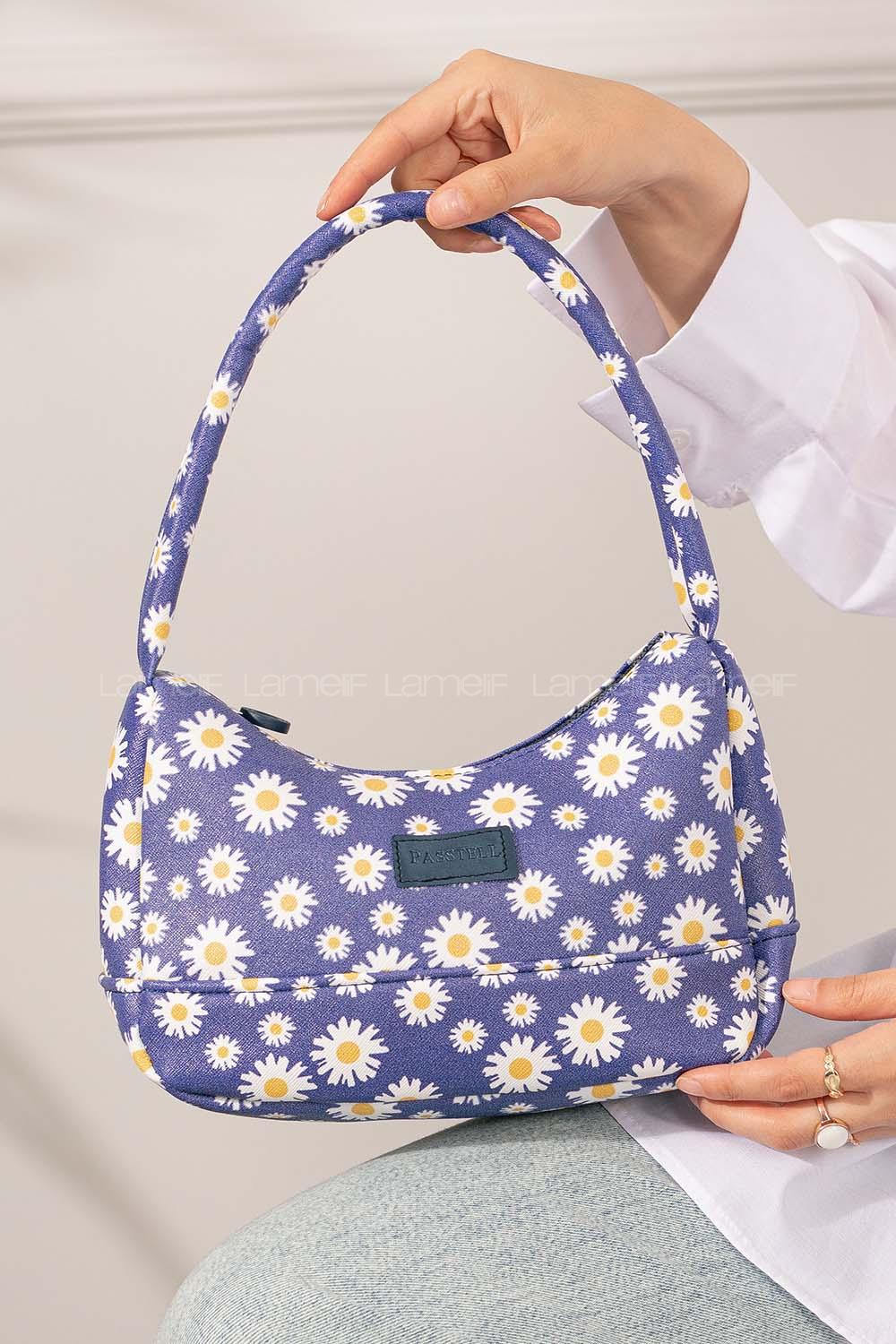 Modalamelif Tek Gözlü Papatya Baget Çanta Mor