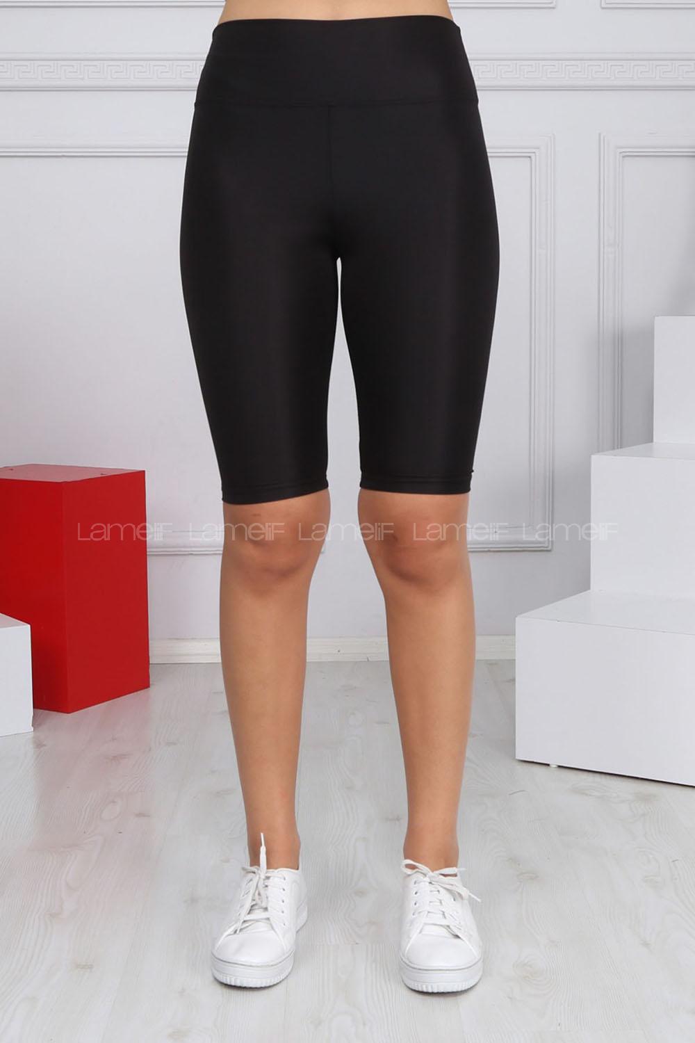 Modalamelif Uzun Kemerli Toparlayıcı Kısa Parlak Tayt Siyah