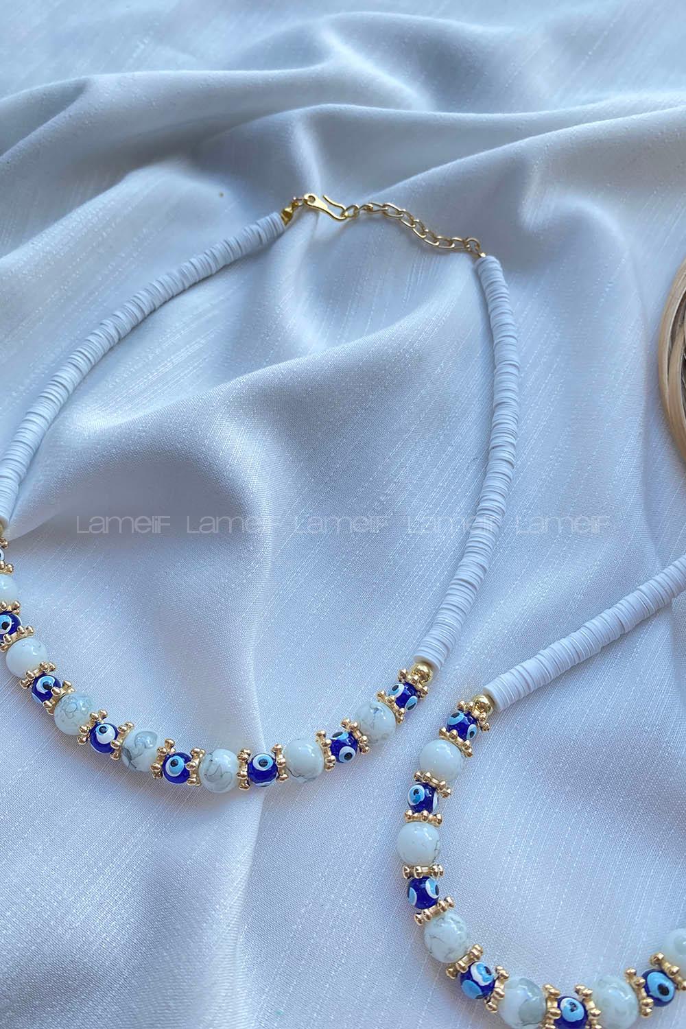 Modalamelif Fimo Beyaz Boncuk Kolye