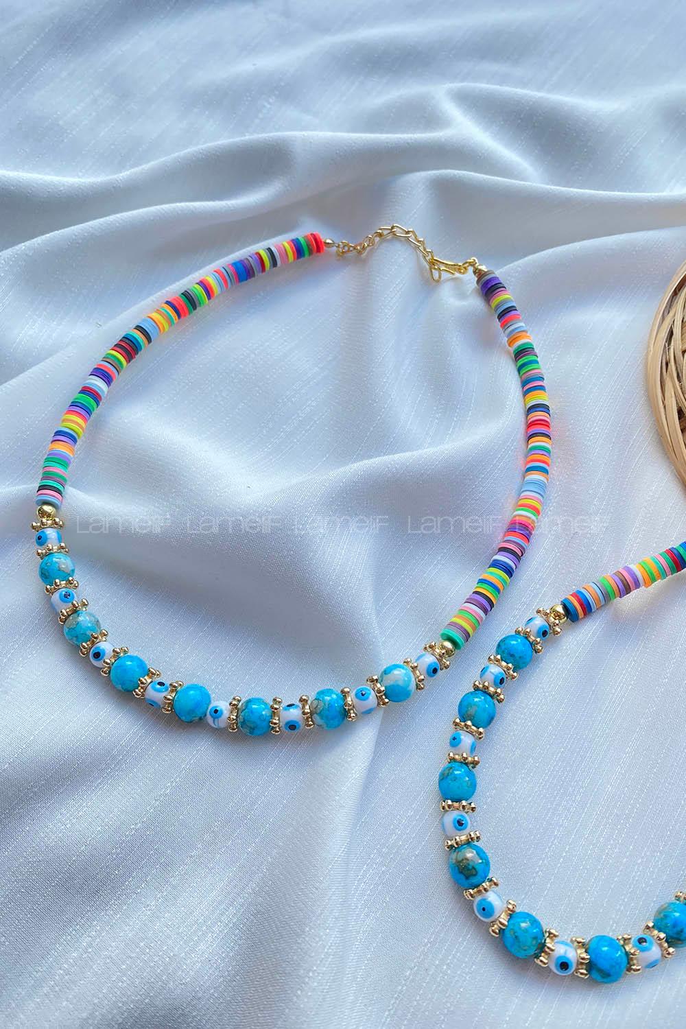 Modalamelif Fimo Çokrenkli Boncuk Kolye