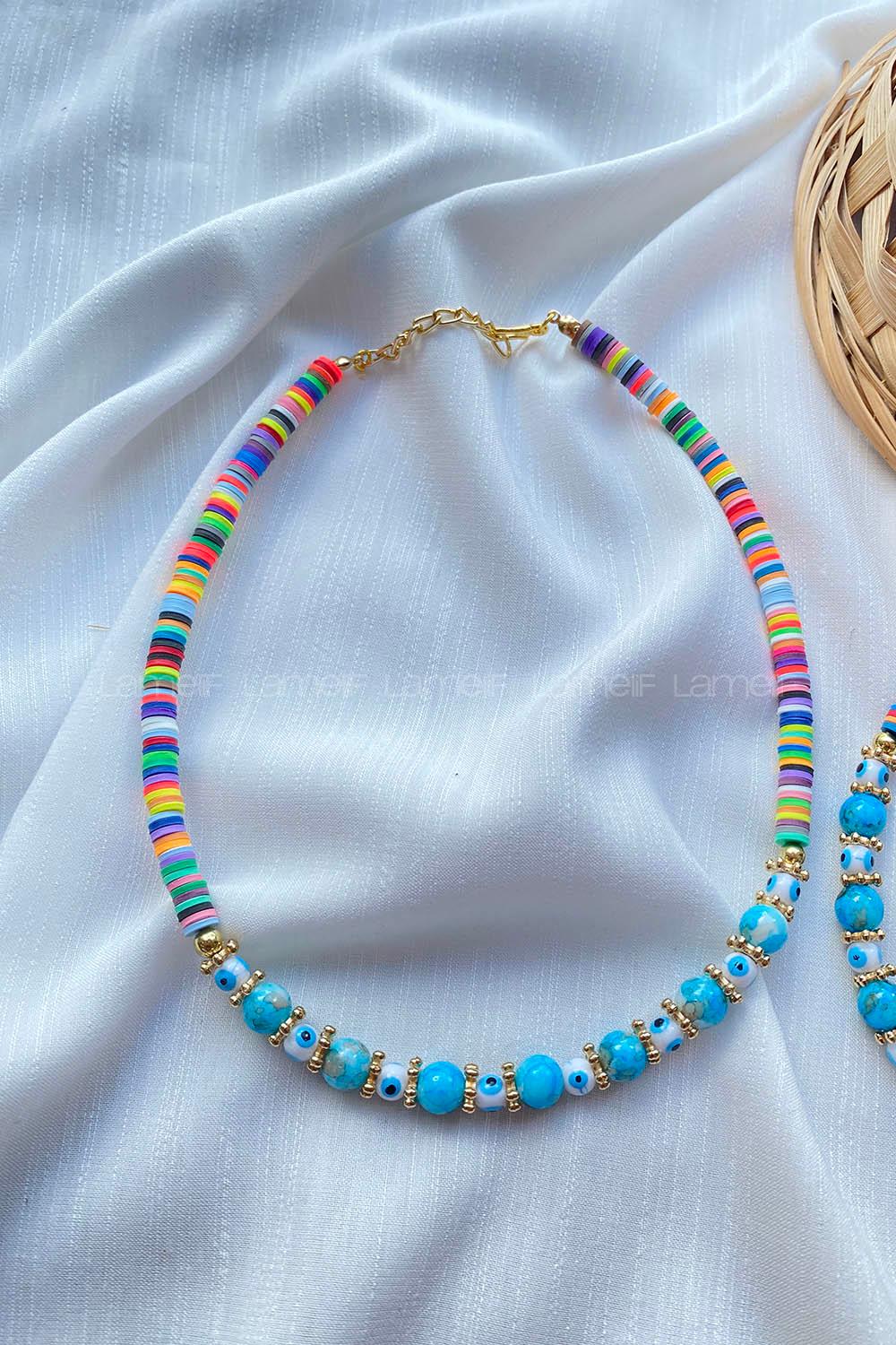 Modalamelif Fimo Çokrenkli Boncuk Kolye