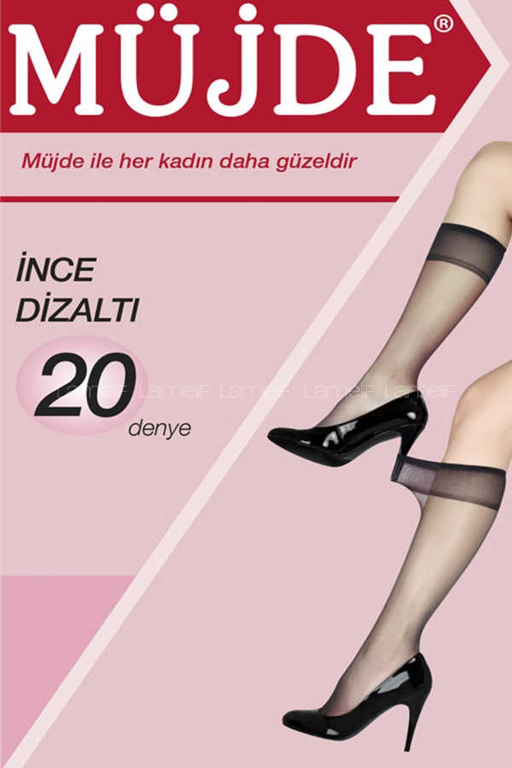 Lamelif İnce Dizaltı Çorabı 20 Denye Siyah