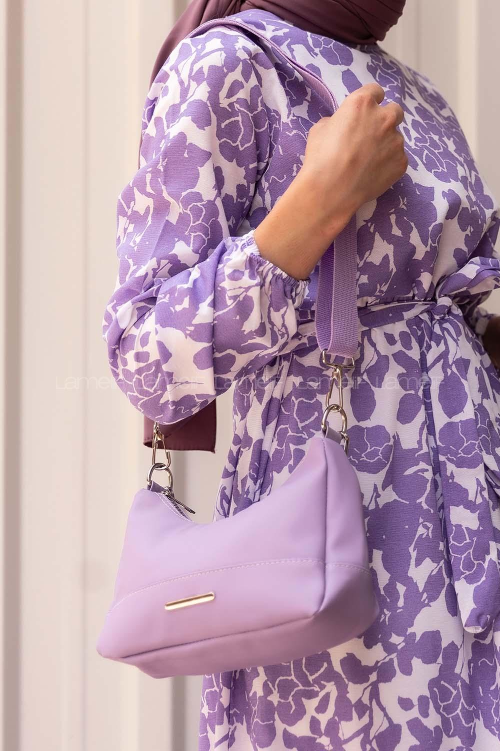 Modalamelif Kadın Saten Metal Detaylı Çanta Lila