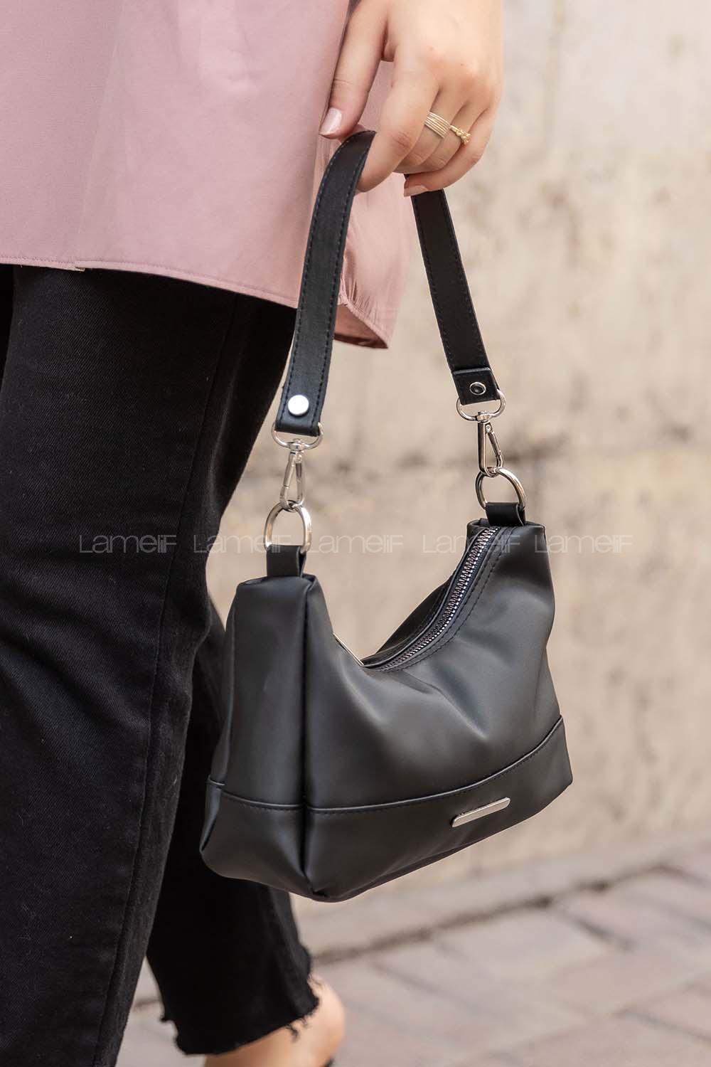 Modalamelif Kadın Saten Metal Detaylı Çanta Siyah