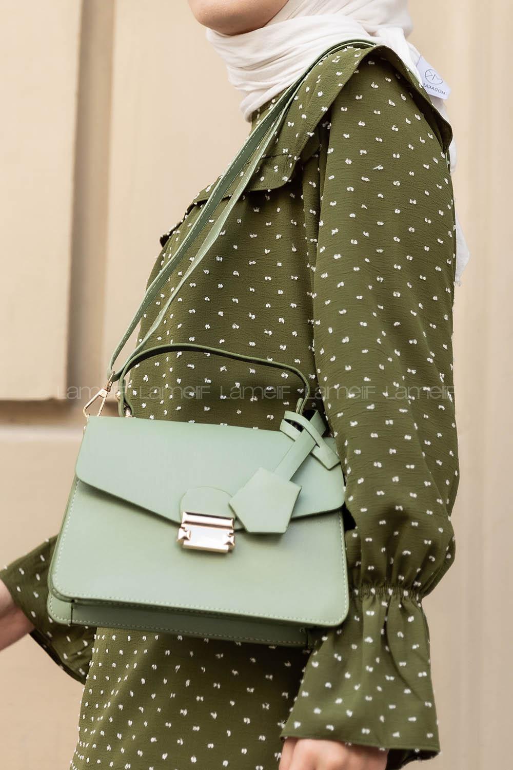 Modalamelif Kapak Kilitli Askılı Çanta Çağla Yeşili