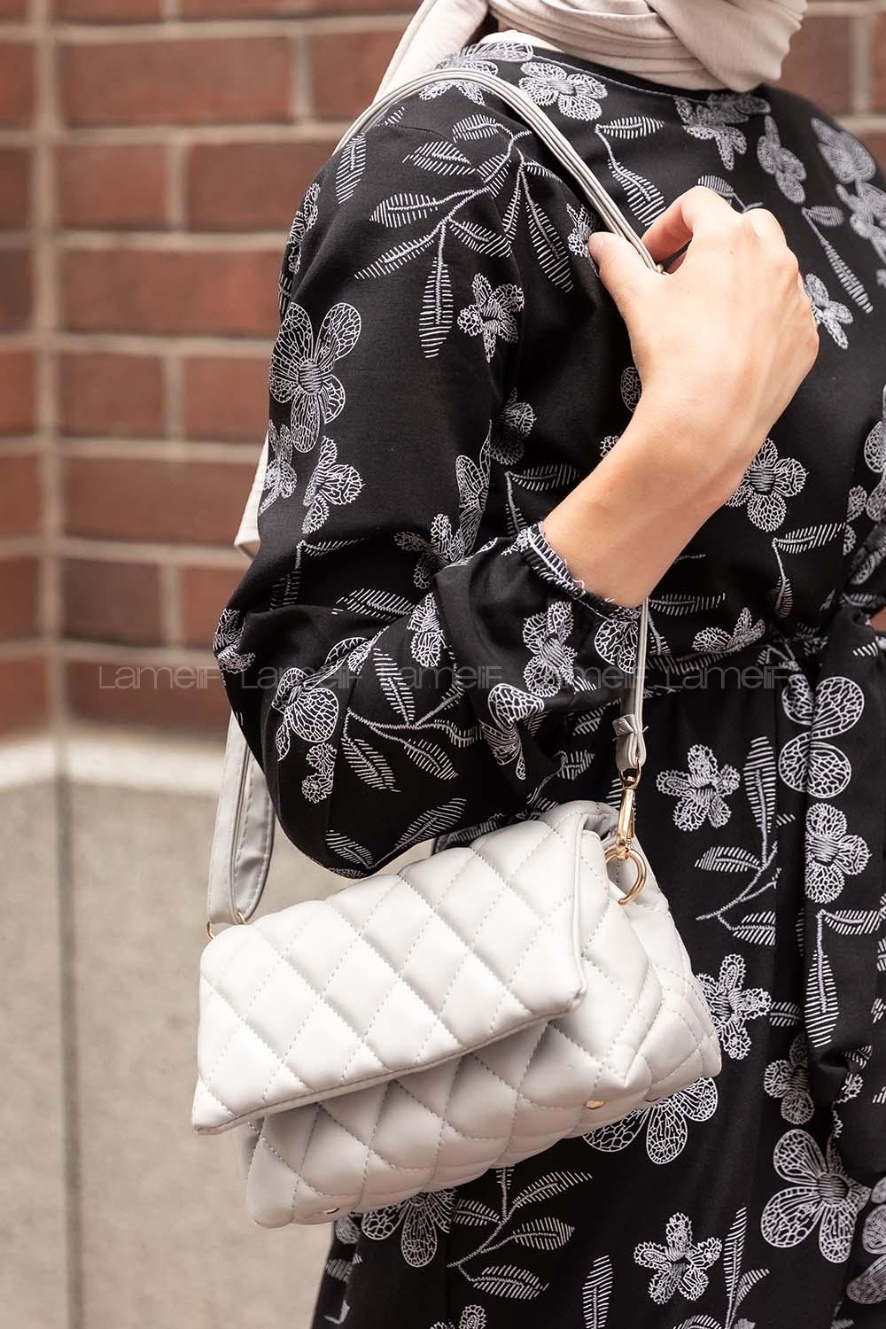 Modalamelif Kapak Kilitli Kapitone Çanta Gri