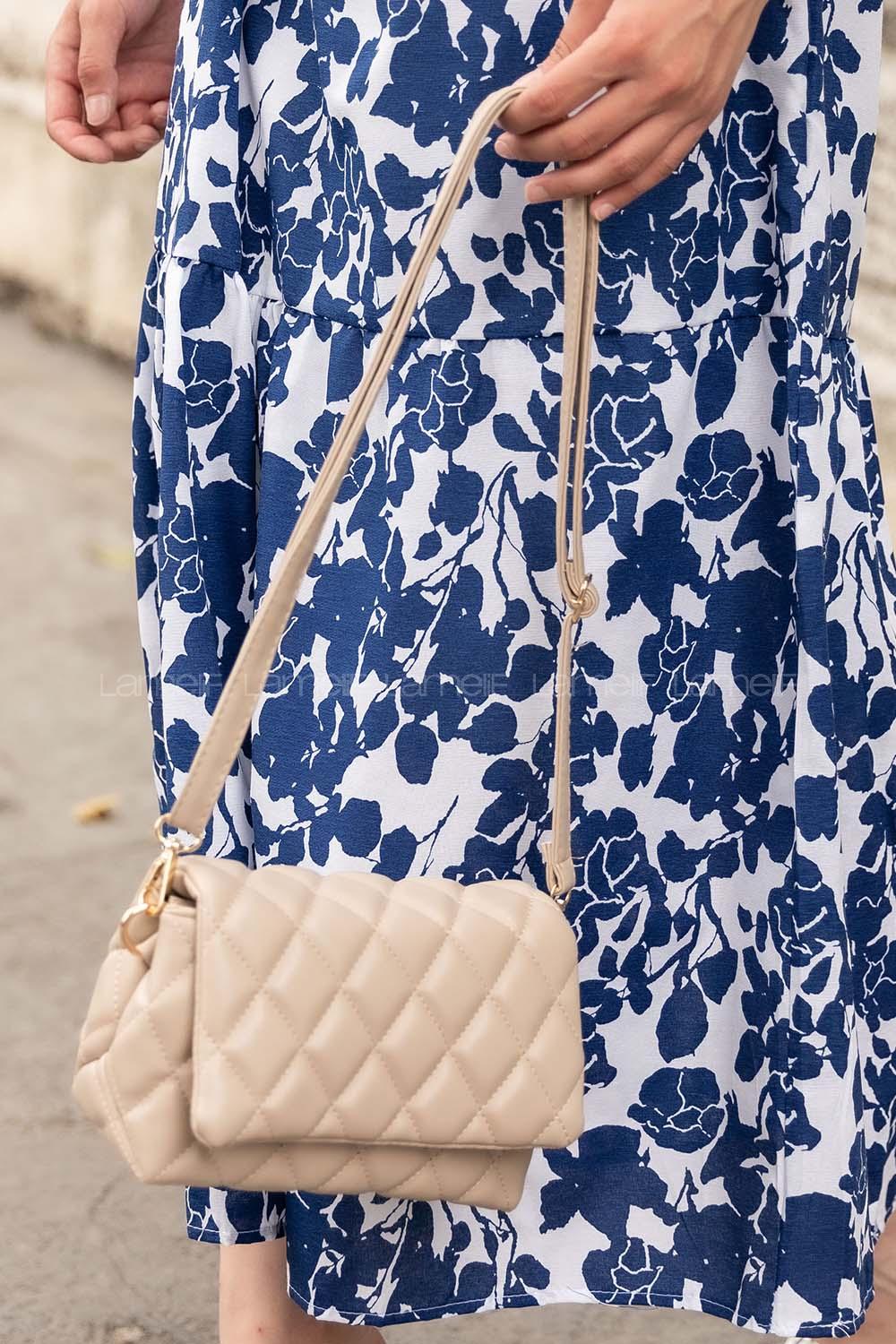 Lamelif Kapak Kilitli Kapitone Çanta Vizon-Gri