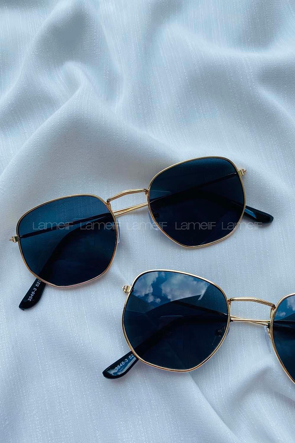 Modalamelif Peli Siyah Gold Çerçeve Gözlük