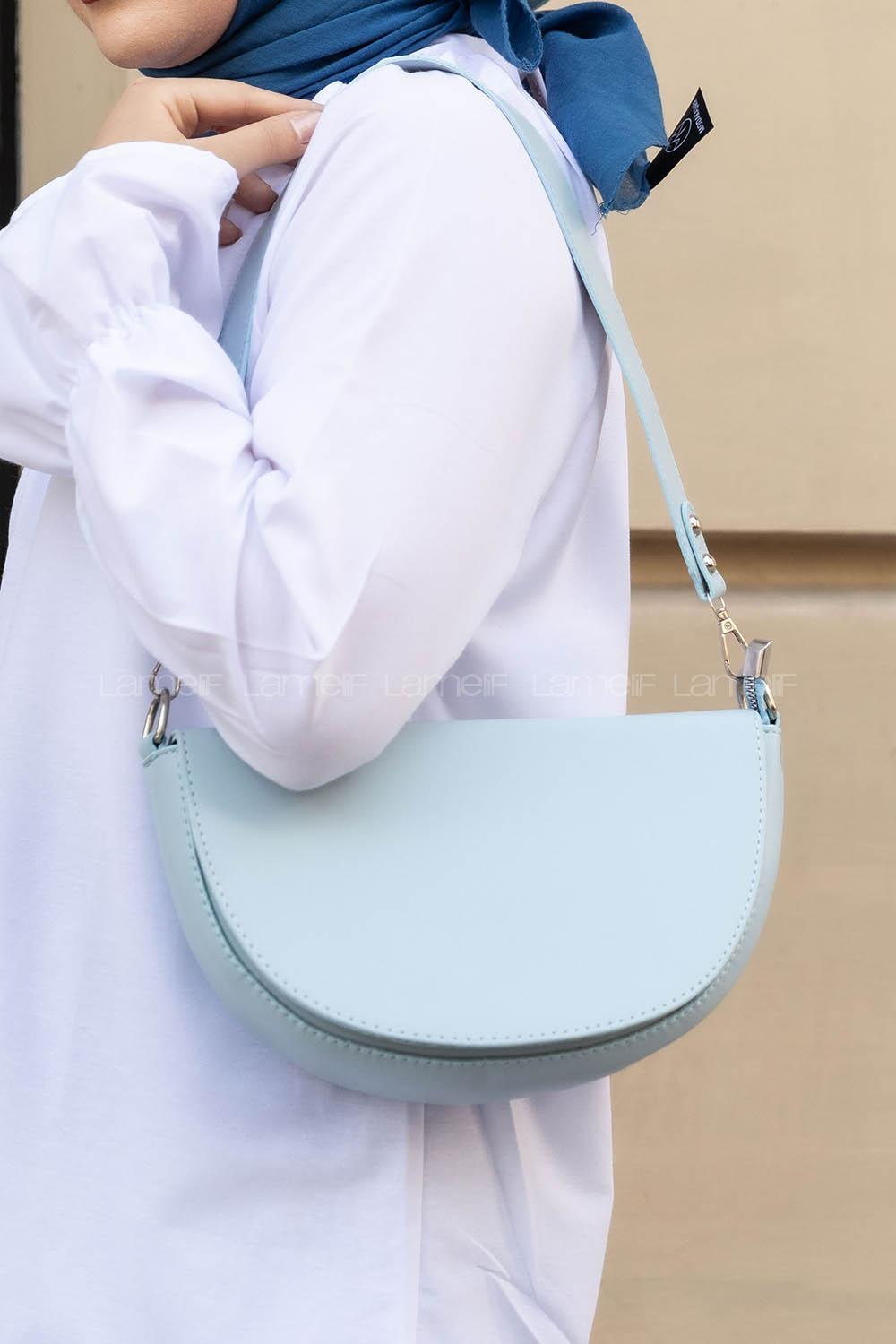 Modalamelif  Yarım Ay - D Model Askılı Ayarlanabilir Omuz Çantası Bebe Mavisi