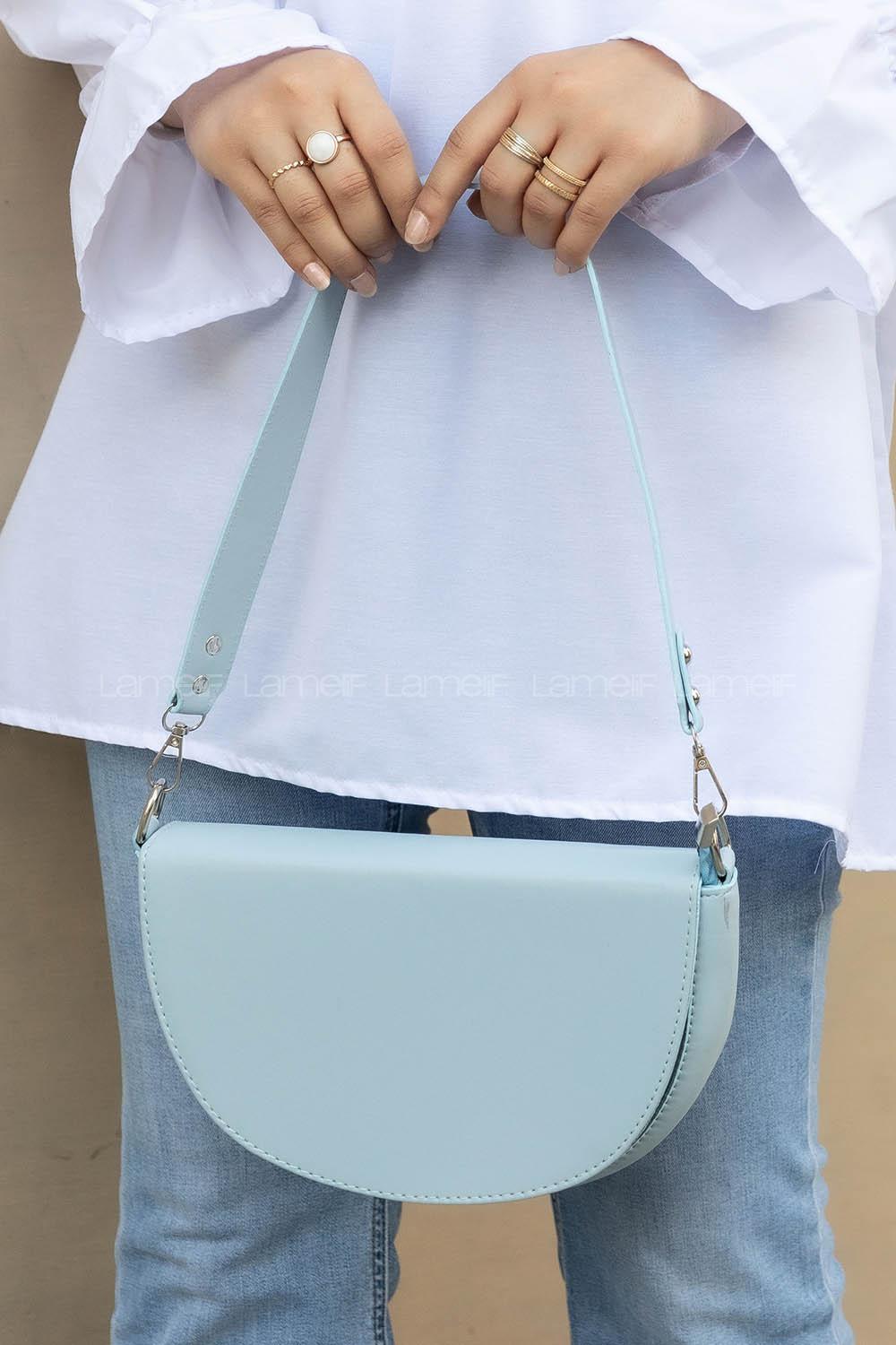 Modalamelif  Yarım Ay - D Model Askılı Ayarlanabilir Omuz Çantası Bebe Mavisi